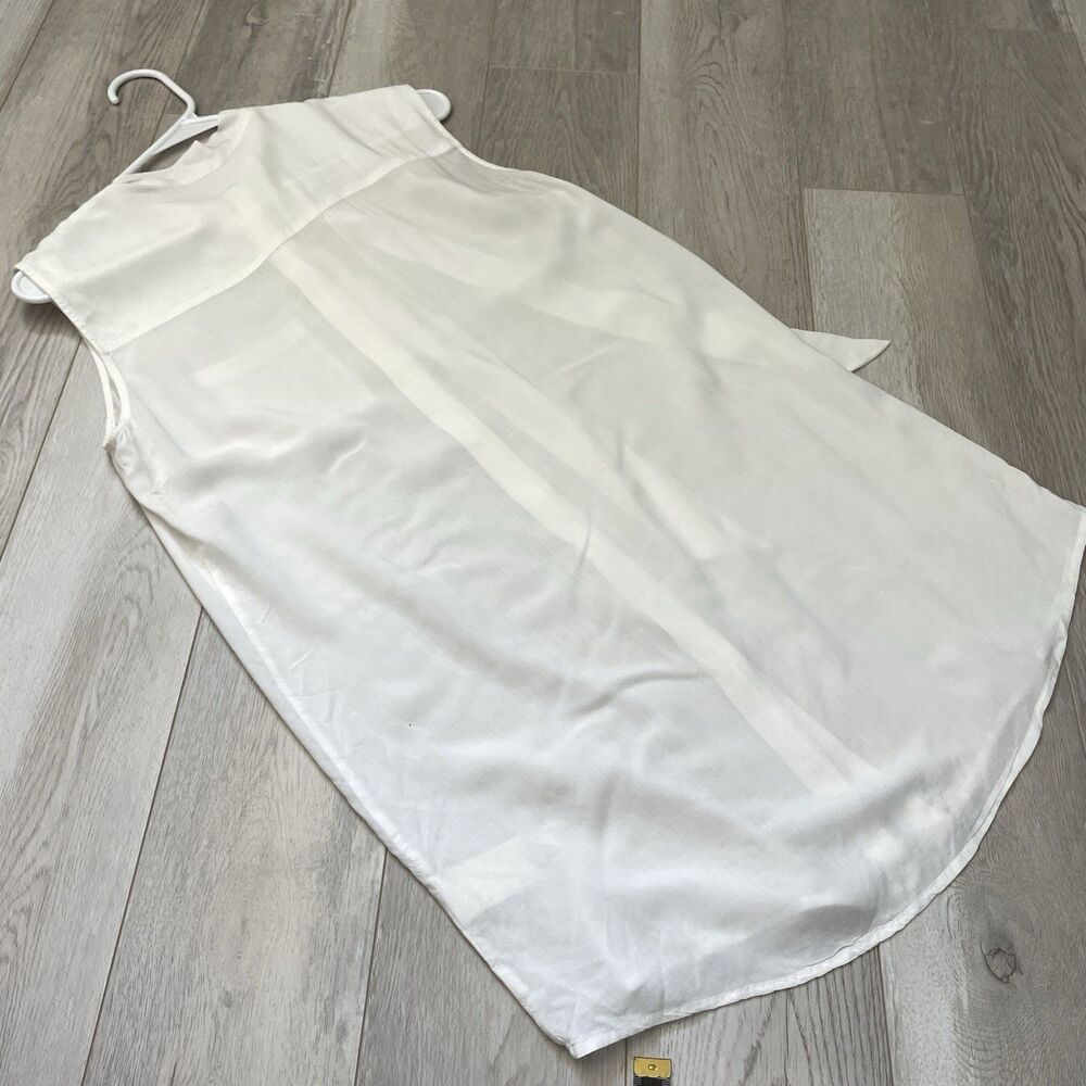 Diesel Buttonup Tunic silk sleeveless tie collar long womens White (medium) - Picture 3 of 6